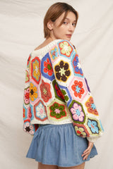 Chunky Oversized Granny Squared Crochet Sweater