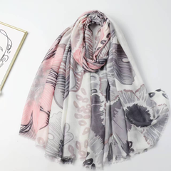 S26016 100% Polyester Lightweight Printed Scarf