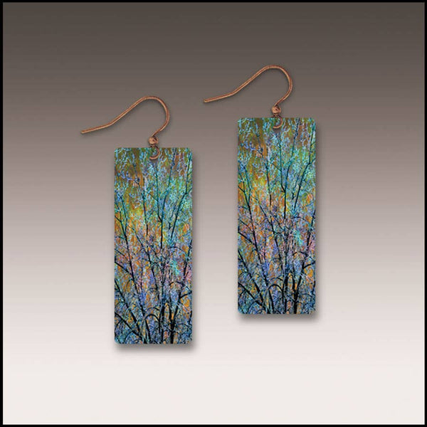 Blue Branches Artistic Banner Earrings