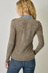 60719 Washed Thermal Button Down Top