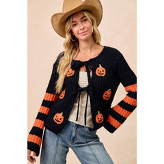 HALLOWEEN THEME FRONT BOW TIED CARDIGAN