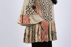 Abstract Mocha Patchwork Tunic