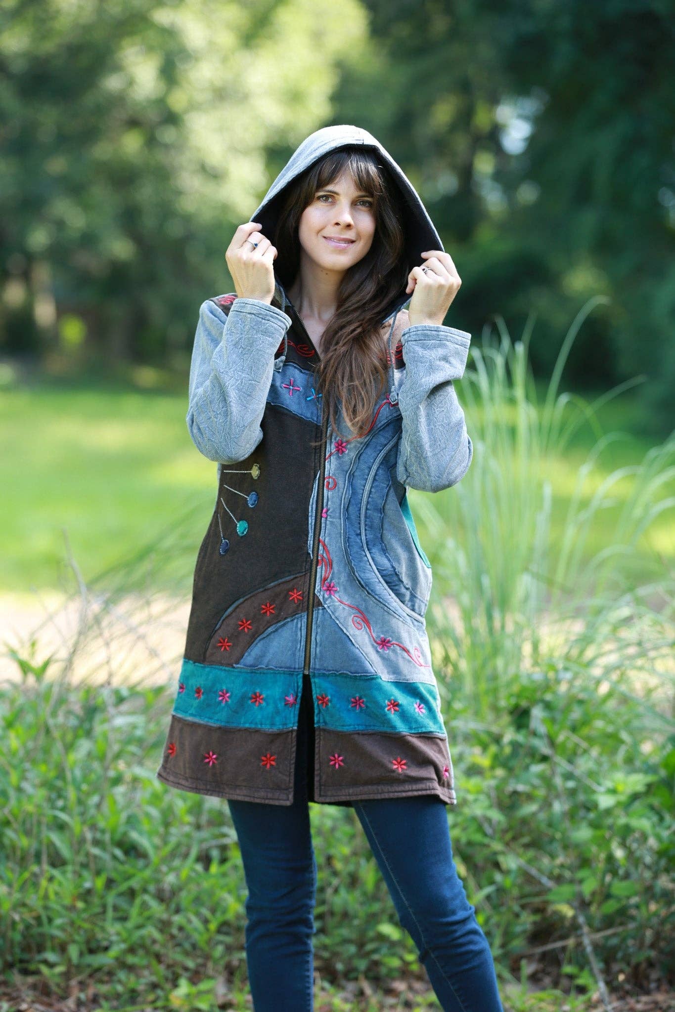 Embroidered Retro Hippie Jacket with Embroidery