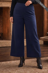 PLUS SIZE High Rise Twill Wide-Leg Pants