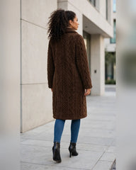 FJ0182: Quilted Sherpa Long Button Jacket