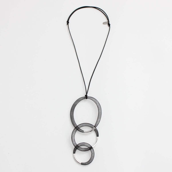 Black and Silver Mesh Pendant Necklace