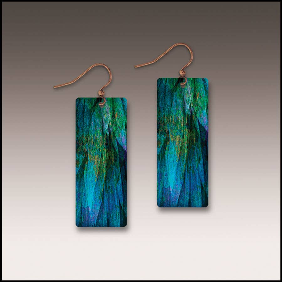 Blue Nature Abstract Banner Handmade Earrings