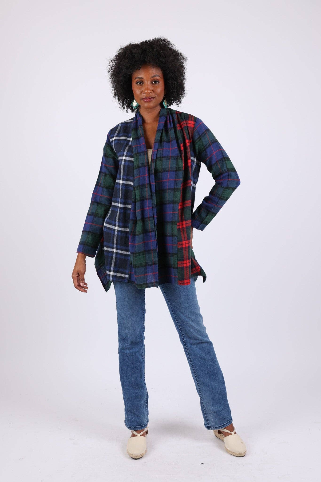 Bold Plaid Cardigan in Patchwork: Heritage Flannel