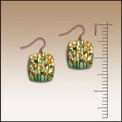 Stained Glass Button Drop Handmade Earrings