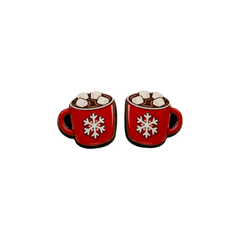 Snowflake Red Mug Stud Earrings #3180