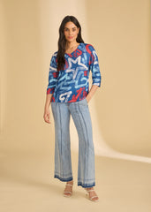 FDJ 3/4 Sleeve V-Neck Top in Pop