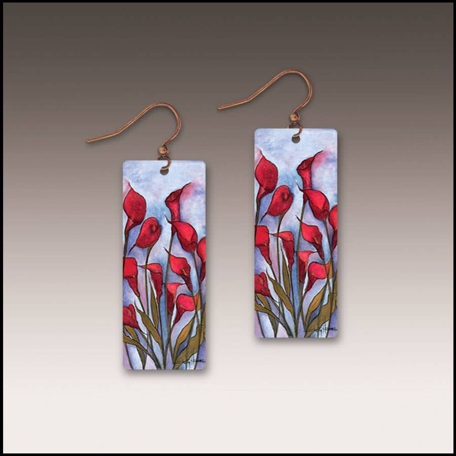 Calla Lily Red Banner Handmade Earrings
