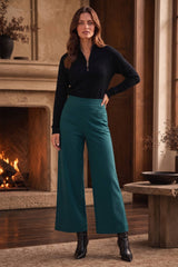 High Rise Twill Wide-Leg Pants