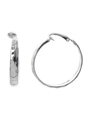 FR3715 Silver Hammered Metal Circle Clip Earrings