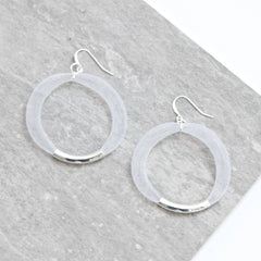 White Mesh Hoop Earring Silver