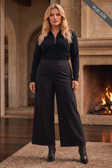 PLUS SIZE High Rise Twill Wide-Leg Pants