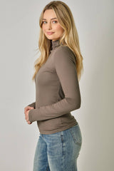 61604 Pointelle Mock Neck Top