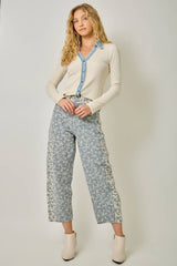 60719 Washed Thermal Button Down Top