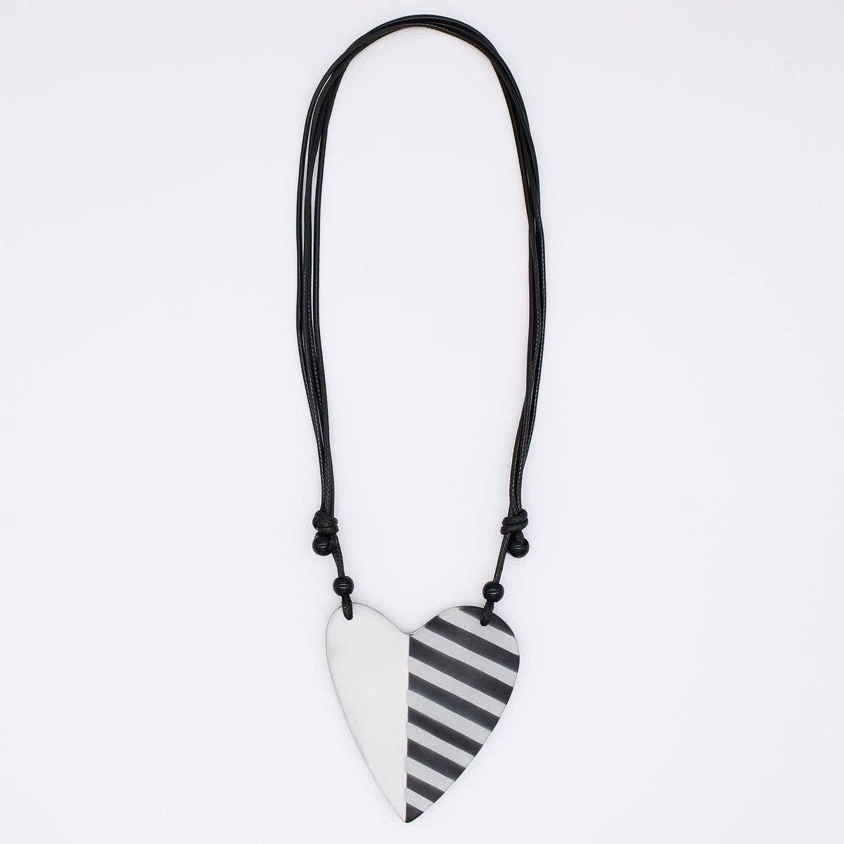 Silver and Black Anastasia Heart Pendant