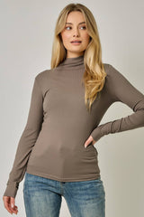 61604 Pointelle Mock Neck Top
