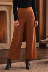 High Rise Twill Wide-Leg Pants