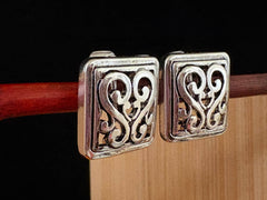 FR5198 Filigree Square Metal Button Clip Earrings