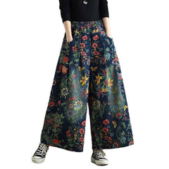 Print Plus-Size Relaxed Denim Pants