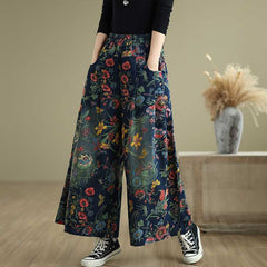 Print Plus-Size Relaxed Denim Pants