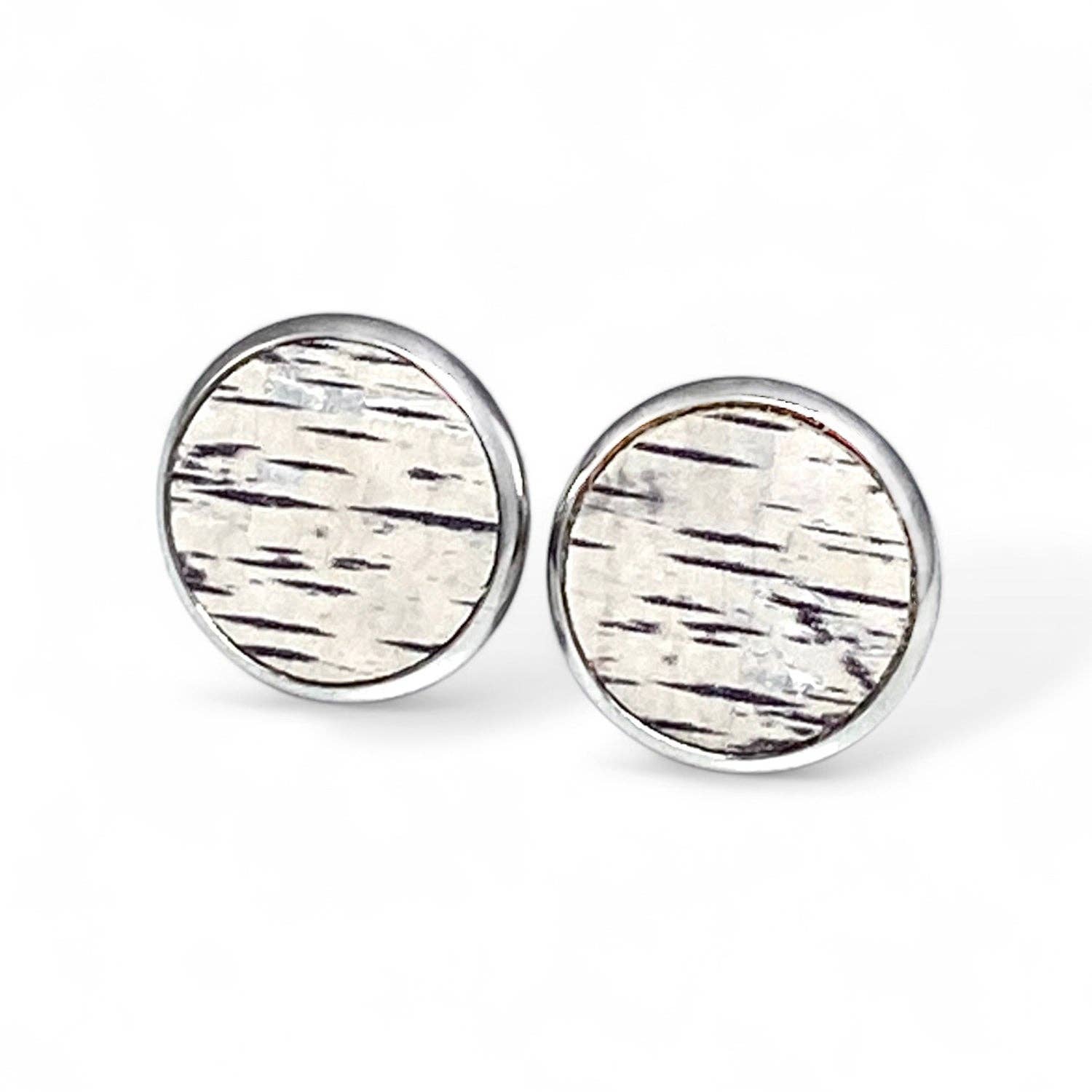 Birch post earrings, genuine cork