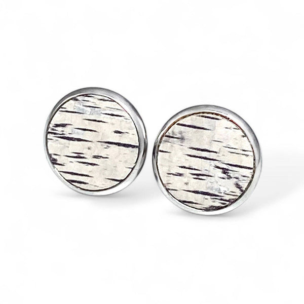 Birch post earrings, genuine cork