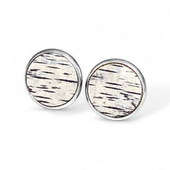 Birch post earrings, genuine cork