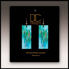 Aqua Abstract Banner Handmade Earrings