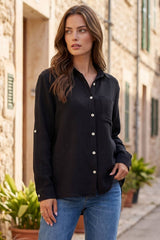 100% Cotton Soft Gauze Button Down Blouse