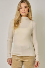 61604 Pointelle Mock Neck Top