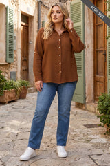 PLUS SIZE 100% Cotton Soft Gauze Button Down Blouse