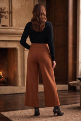High Rise Twill Wide-Leg Pants