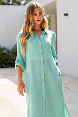 Breathable Cotton Button-Down Duster
