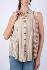 Warm Ethereal Stripes Vintage Collared Shirt