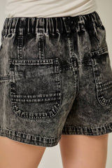 61487 Denim Washed Pull-On Shorts