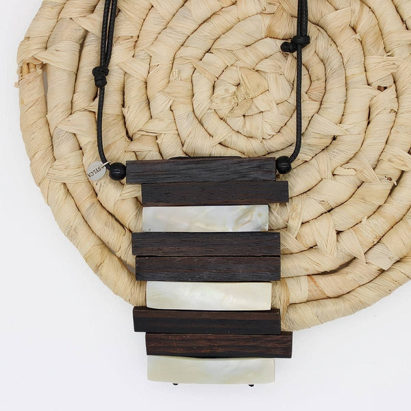 Aurora Wood and Shell Inlay Pendant