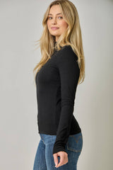 61604 Pointelle Mock Neck Top