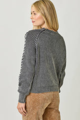 61162 Washed Cable Sweater