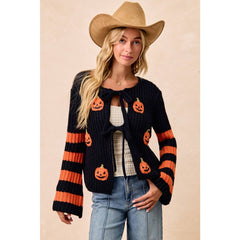 HALLOWEEN THEME FRONT BOW TIED CARDIGAN