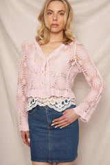 Flower Pattern Crochet Cardigan