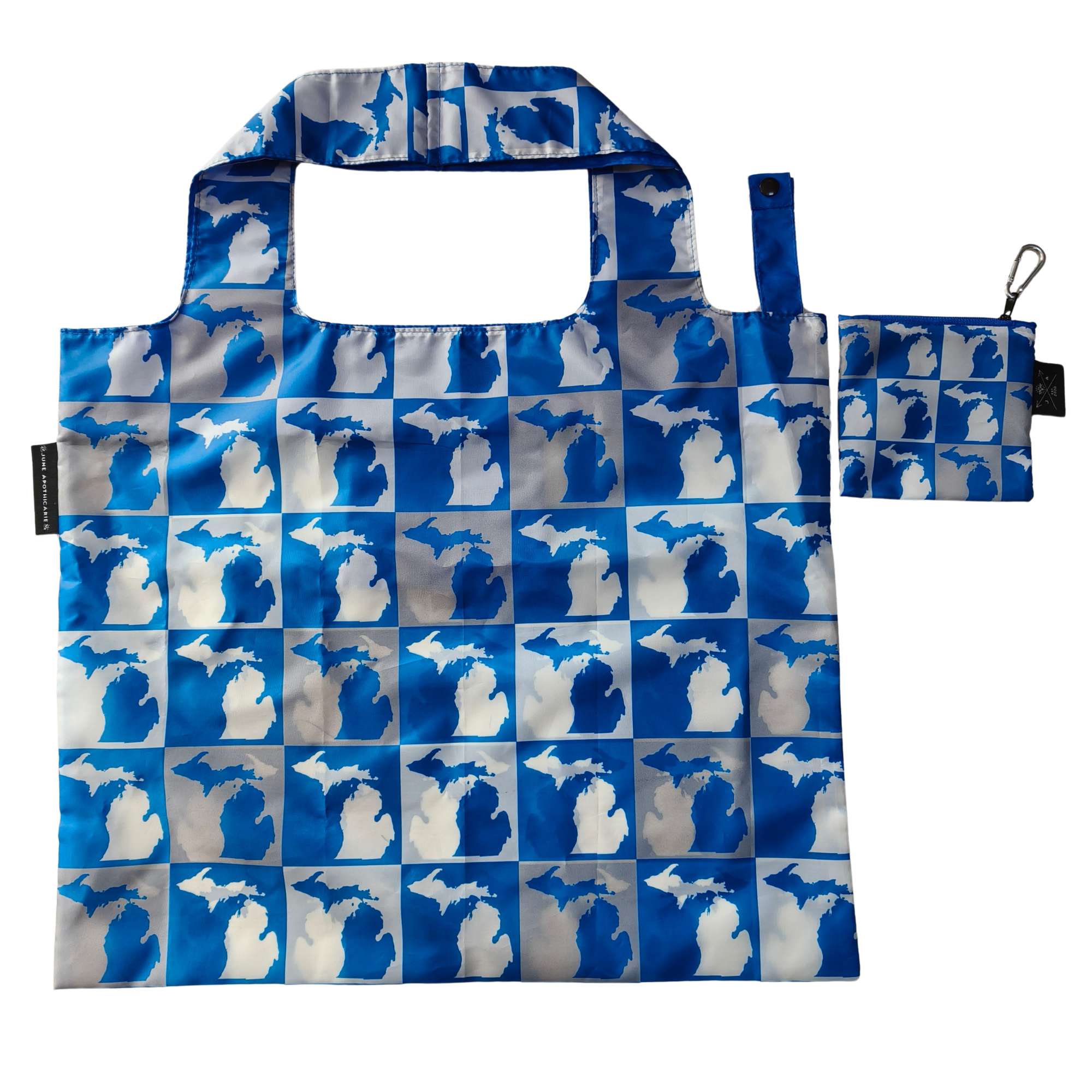 Blue, Silver, and White Michigan Eco Reusable Bag