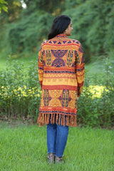 Autumn Radiance Boho Knit Cardigan with Tassels
