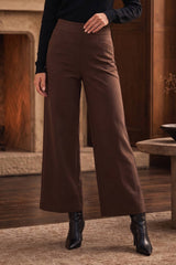 High Rise Twill Wide-Leg Pants