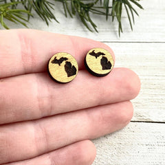 Michigan Wooden Post Earrings