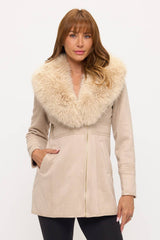 CLASC0010: Luxe Faux Fur-Collar Tailored Coat