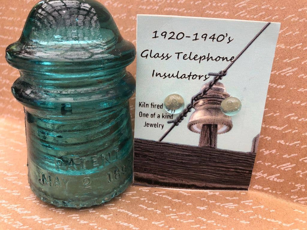Vintage Telephone Insulators sterling silver stud earrings